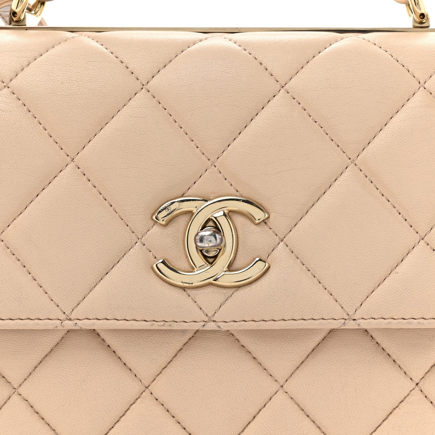 Chanel Lambskin Quilted Small Trendy CC Dual Handle Flap Bag Beige