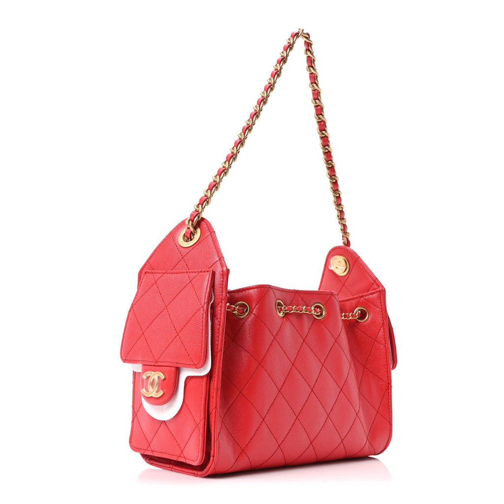 Chanel Caviar Quilted Mini Chanel 25 Handbag Dark Red