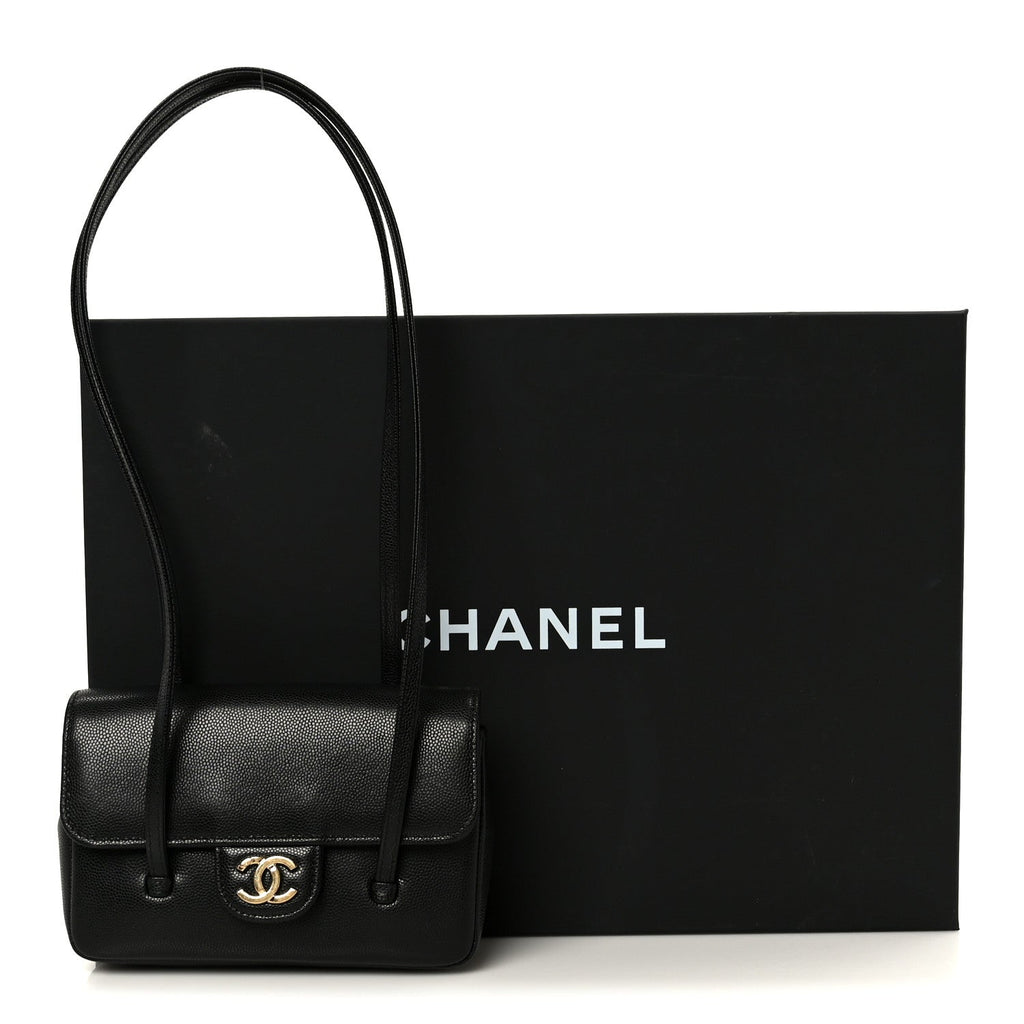 Chanel Shiny Caviar Mini Preppy Coco Shoulder Bag Black