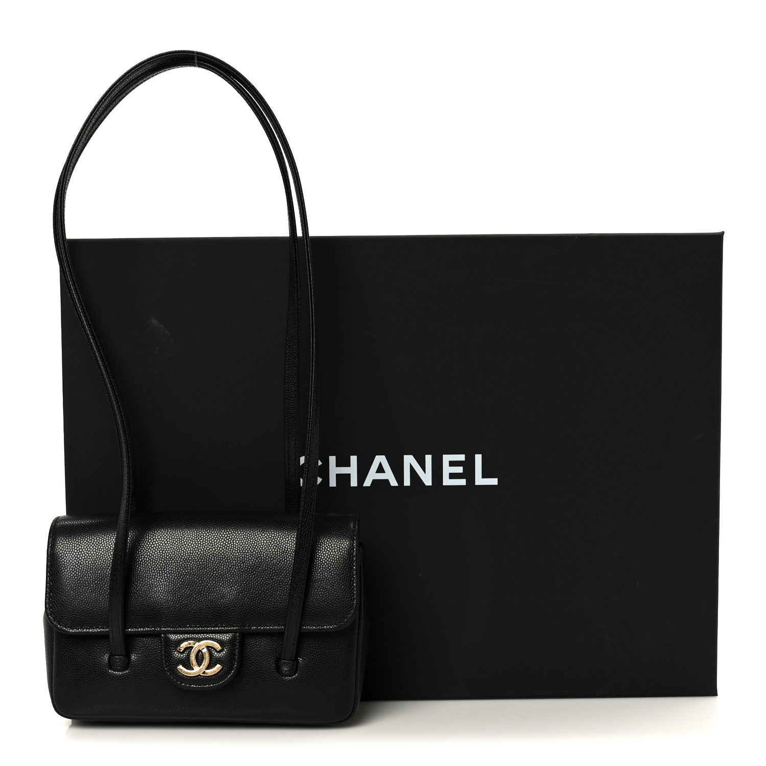 Chanel Shiny Caviar Mini Preppy Coco Shoulder Bag Black