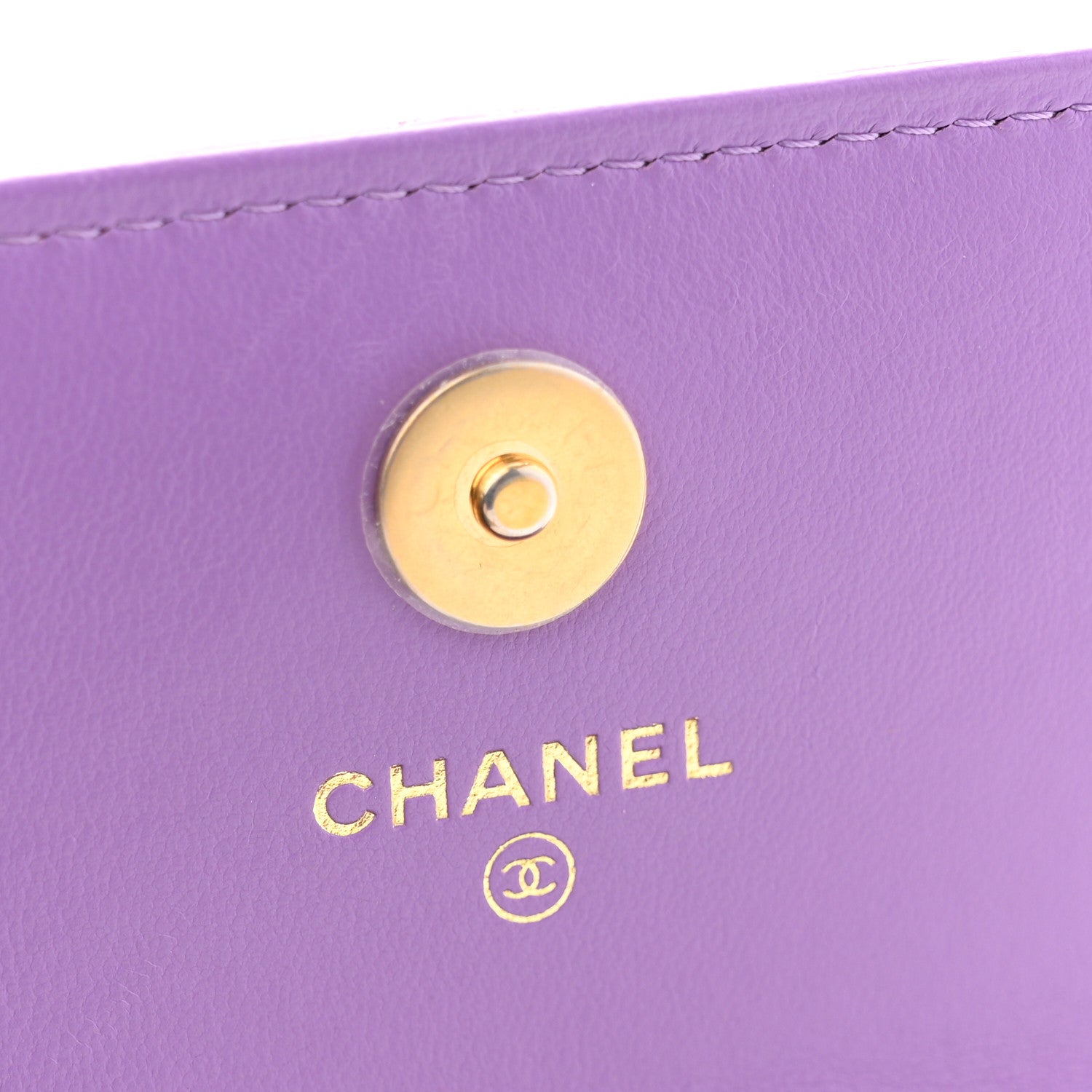 Chanel Lambskin Enamel Quilted Pending CC Flap Belt Bag Purple