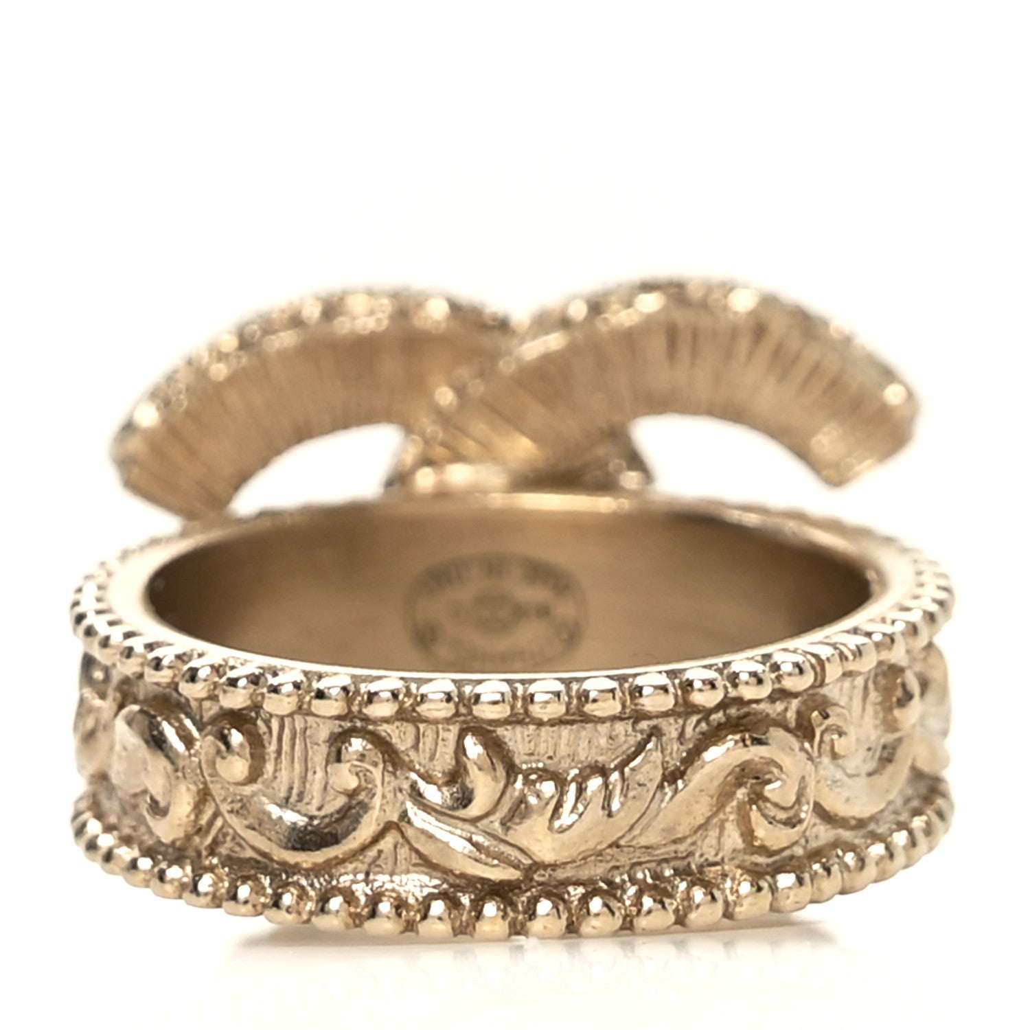 Enamel CC Baroque Ring 52 6 Black Gold