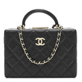 Chanel Lambskin Quilted Small CC Top Handle Box Bag Black