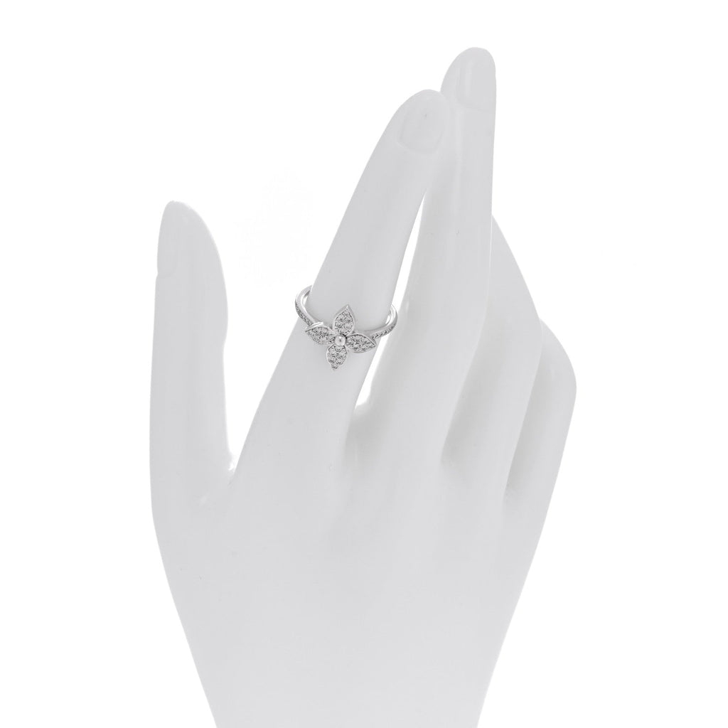 Louis Vuitton 18K White Gold Diamond Star Blossom Ring 53 6.5