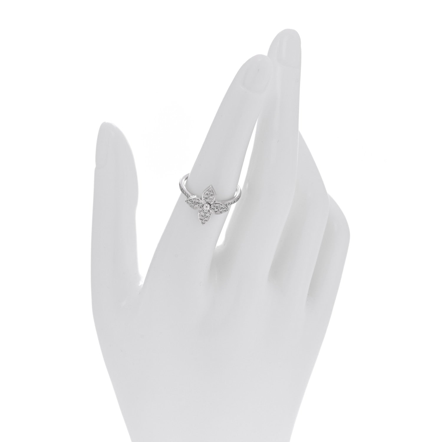 Louis Vuitton 18K White Gold Diamond Star Blossom Ring 53 6.5