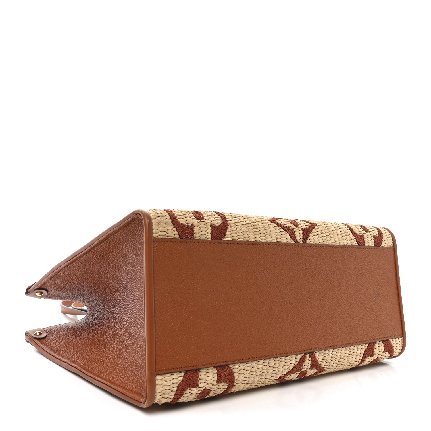 Louis Vuitton Raffia Calfskin Monogram Giant Onthego MM Tan