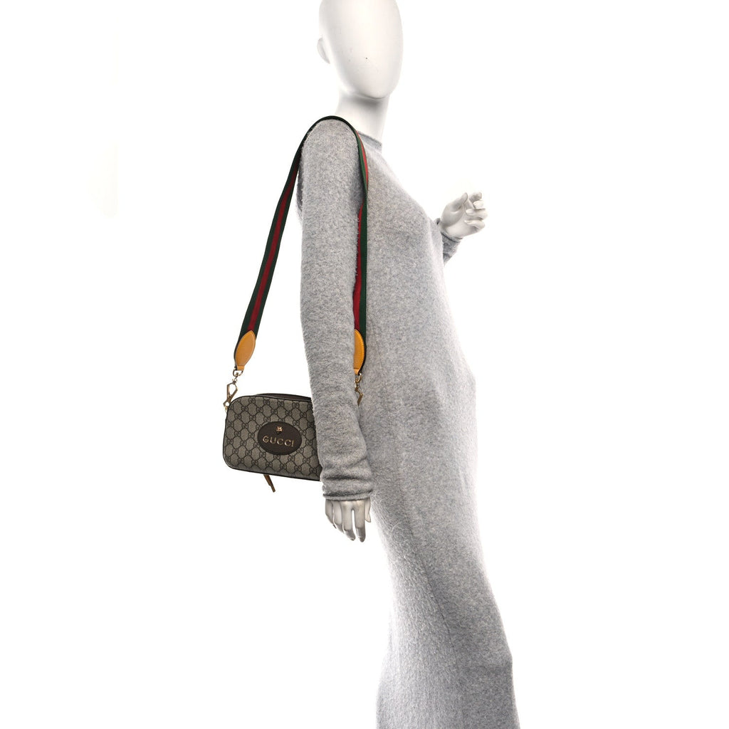 Gucci GG Supreme Monogram Web Neo Vintage Shoulder Bag Beige New Acero Crop