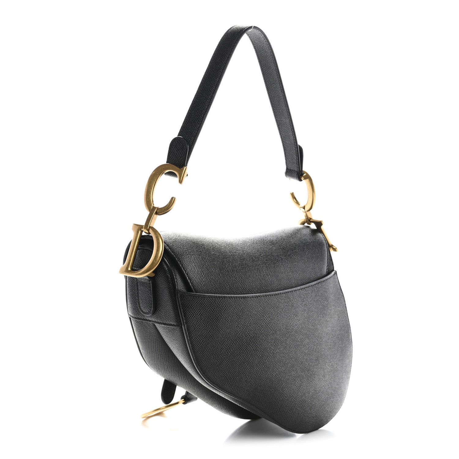 Christian Dior Grained Calfskin Saddle Bag Black