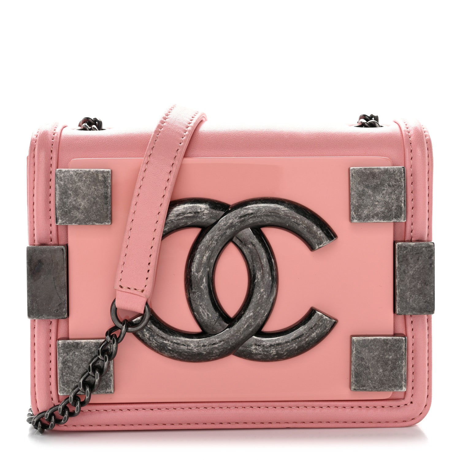 Chanel Lambskin Plexiglass Boy Brick Flap Pink