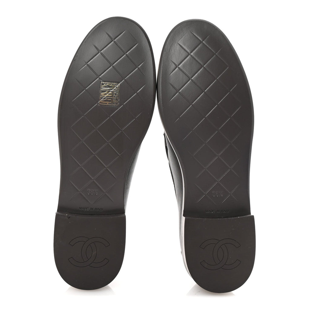 Lambskin Quilted CC Turnlock Loafers 38.5 Dark Brown