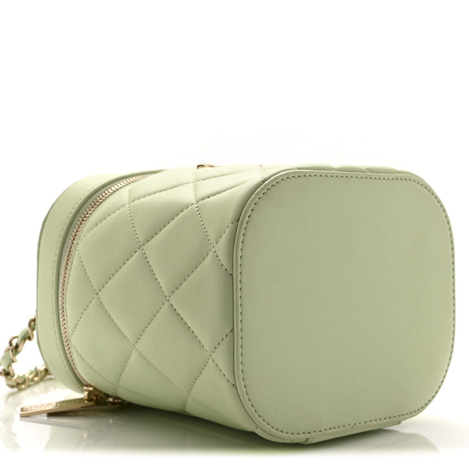 Chanel Lambskin Quilted Trendy Vanity Case Sea Green
