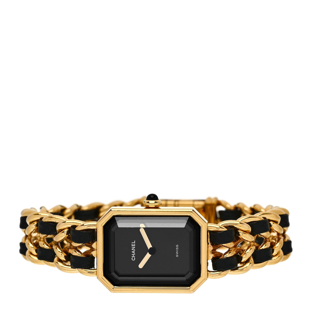 Chanel Stainless Steel Lambskin 20mm Chain Premiere Quartz Watch Gold L