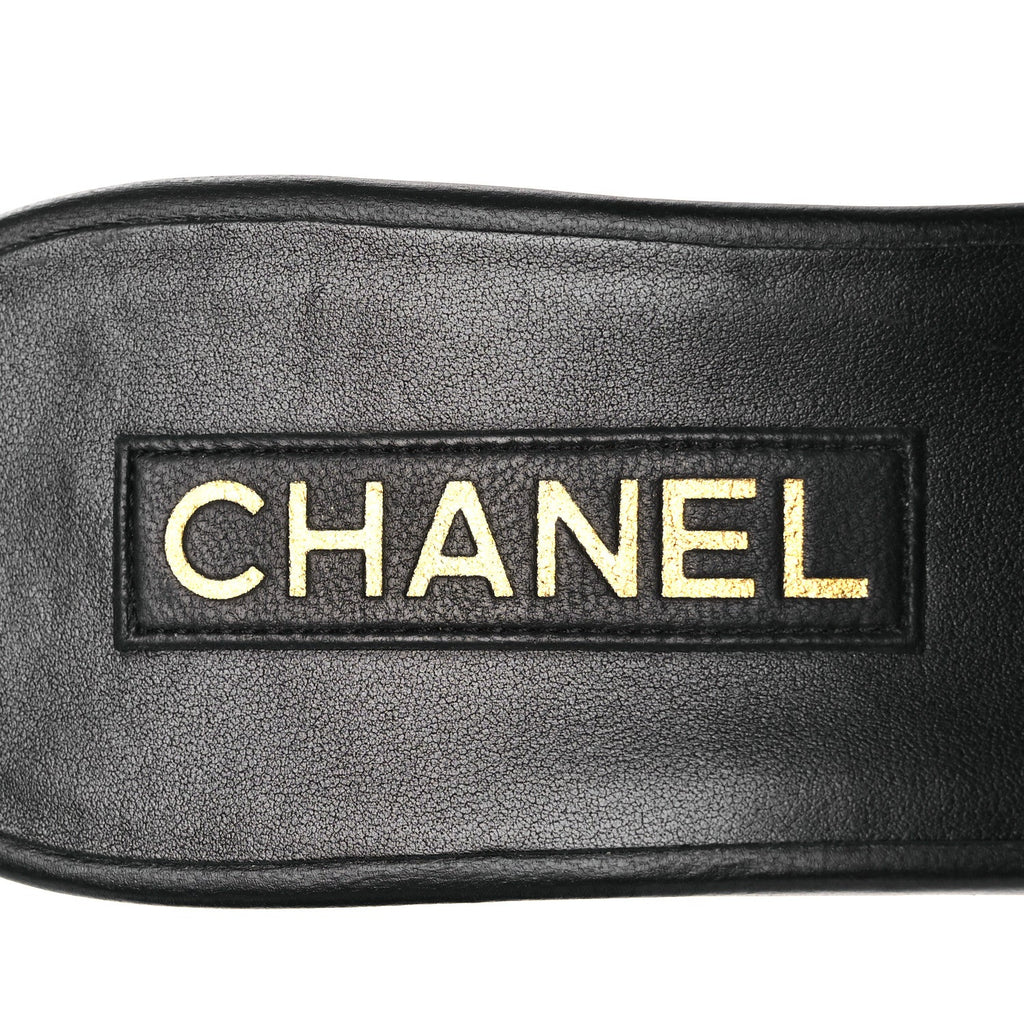 Lambskin Bow CC Mules 39.5 Black