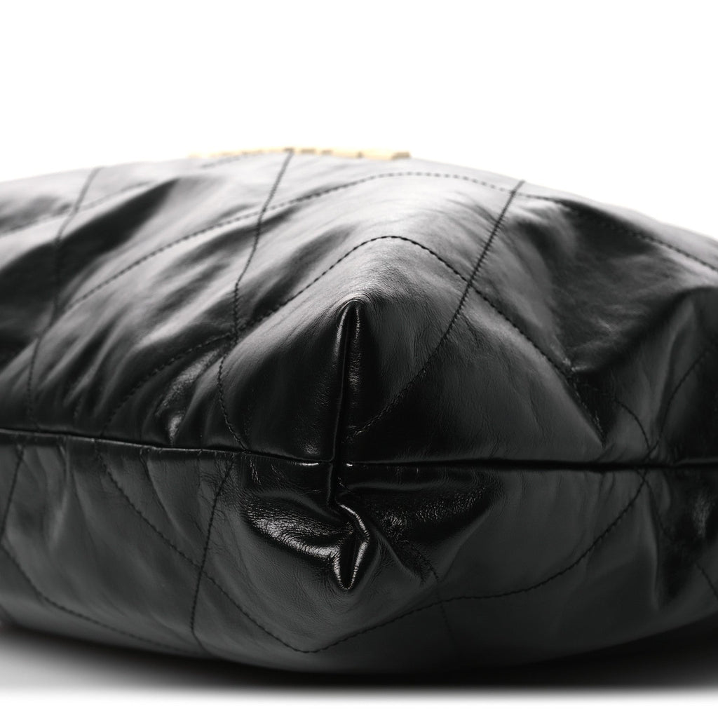 Chanel Shiny Calfskin Quilted Chanel 22 Black White