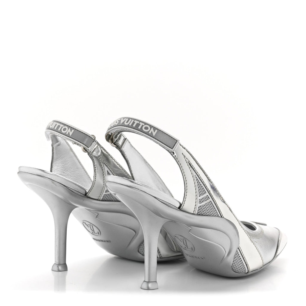 Louis Vuitton Metallic Lambskin Archlight Slingback Pumps 37.5 Argent