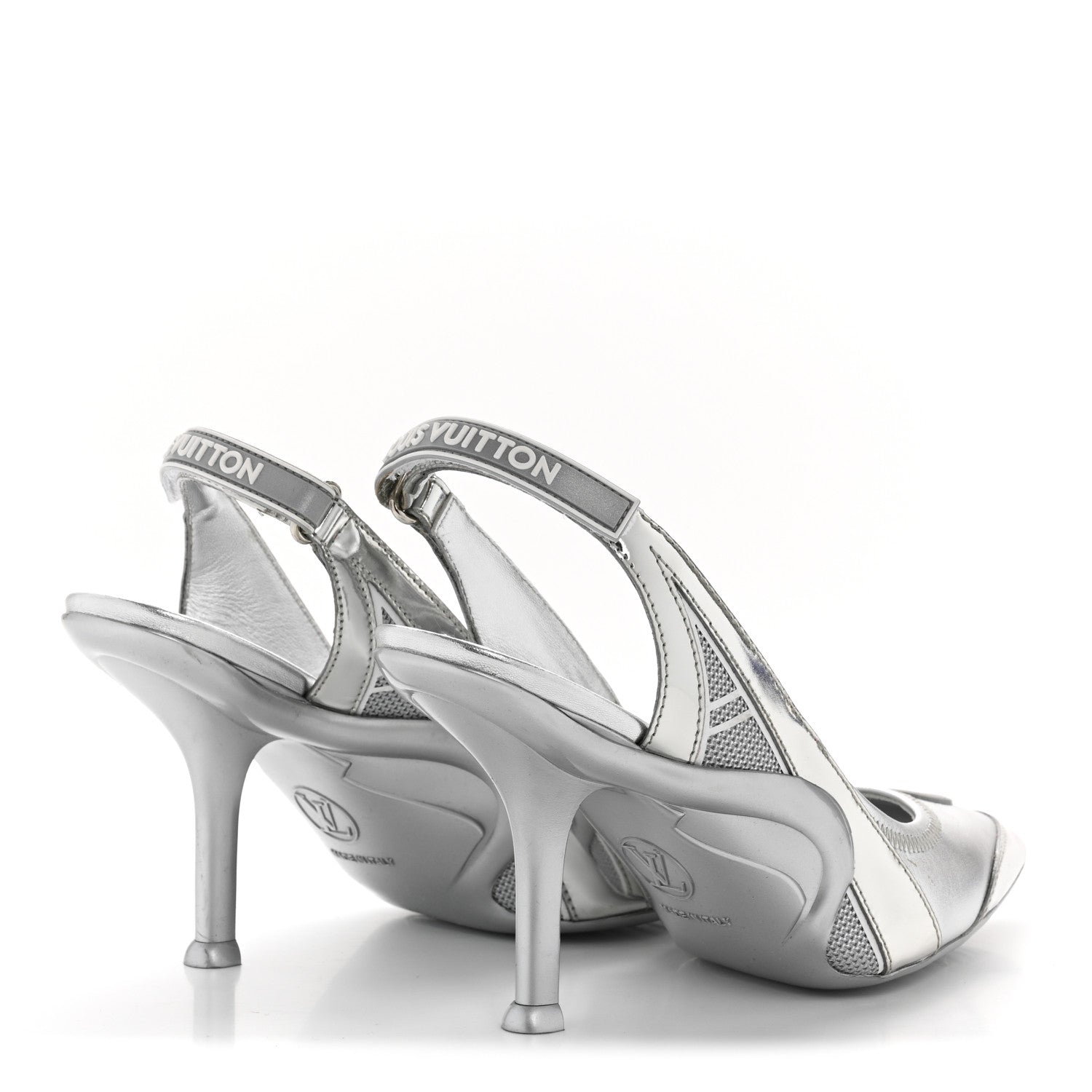 Louis Vuitton Metallic Lambskin Archlight Slingback Pumps 37.5 Argent