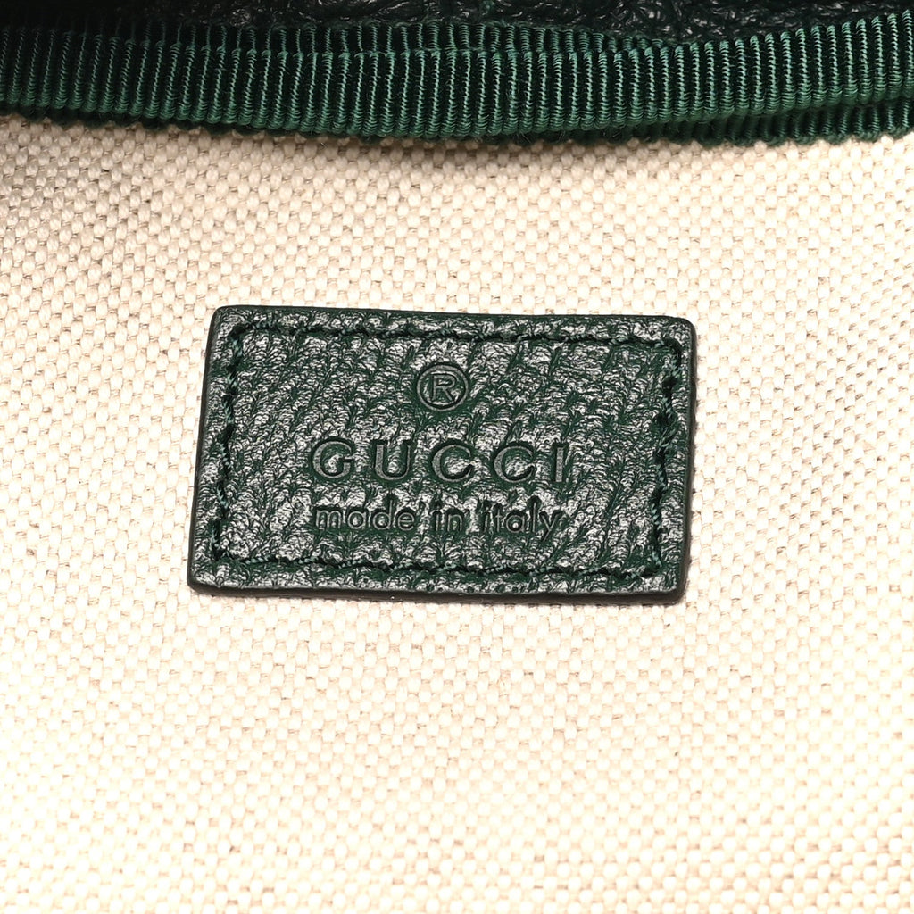 Gucci Grained Calfskin Medium Ophidia Double Buckle Backpack Green