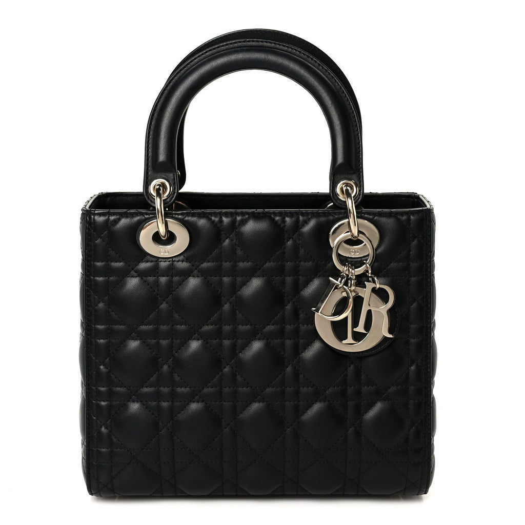 Christian Dior Lambskin Cannage Medium Lady Dior Black