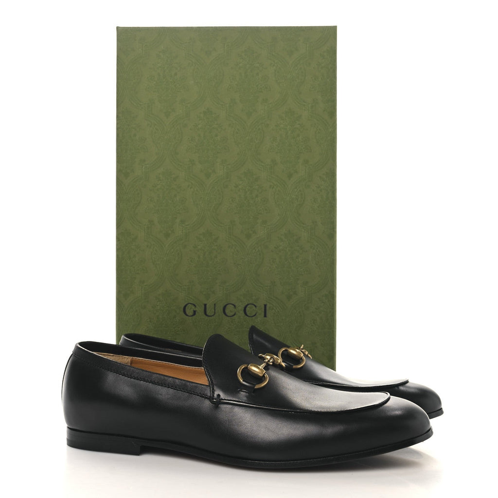 Gucci Calfskin Horsebit Mens Jordaan Loafers 7 Black