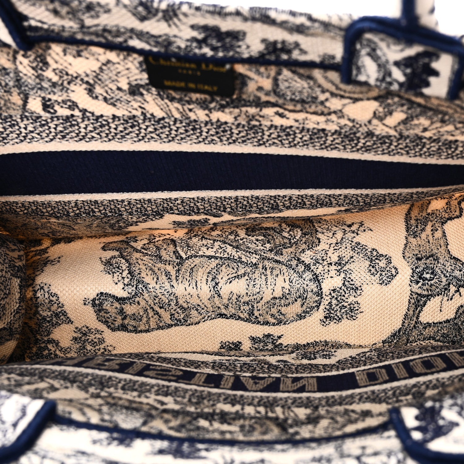 Christian Dior Canvas Embroidered Medium Dioriviera Toile De Jouy Book Tote Blue