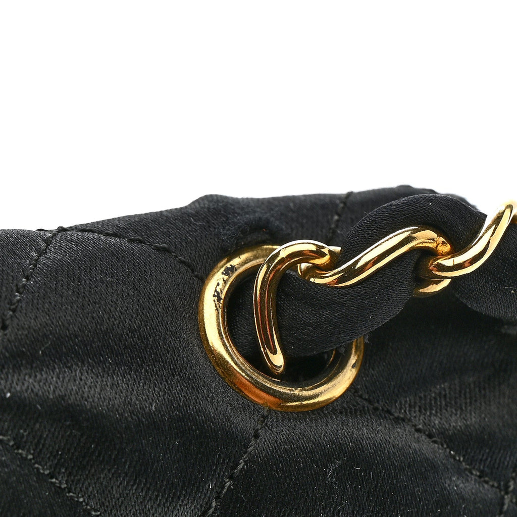 Chanel Satin Quilted Half Moon Flap Black