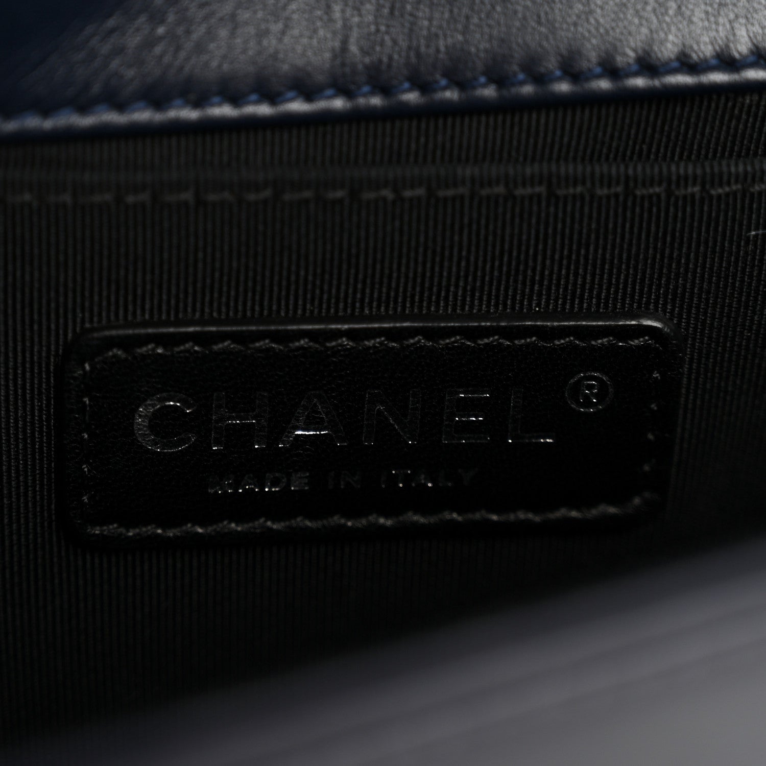 Chanel Faded Calfskin Quilted Small Studded Boy Flap Navy