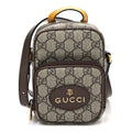Gucci GG Supreme Monogram Mini Neo Vintage Double Zip Messenger Bag Beige New Acero Crop