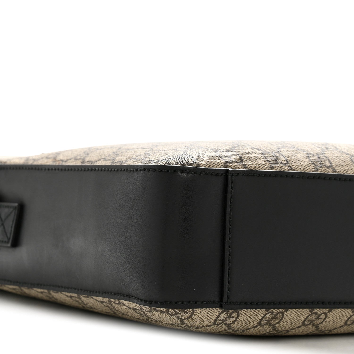 Gucci GG Supreme Monogram Flat Messenger Bag Beige Black New Acero