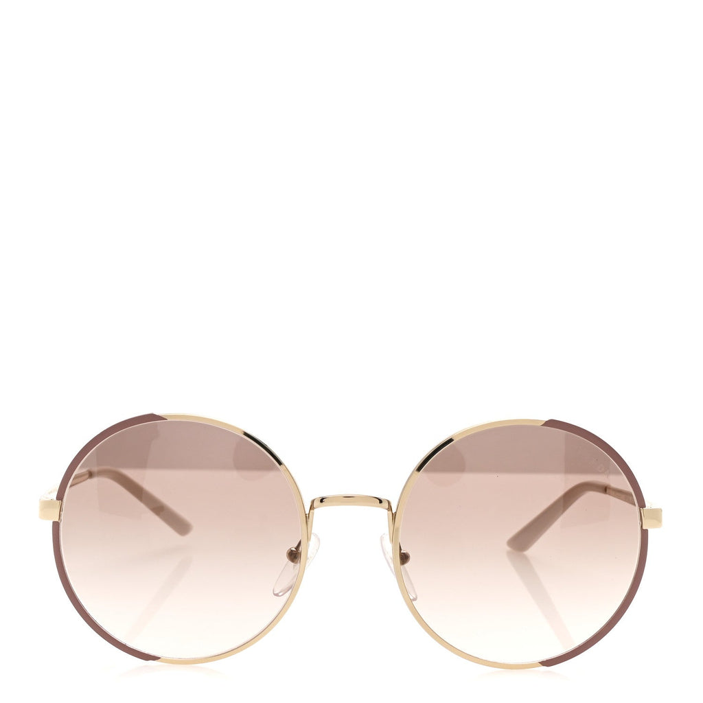 Prada Metal Enamel Oversized Round Sunglasses SPR 59X Pink Gold