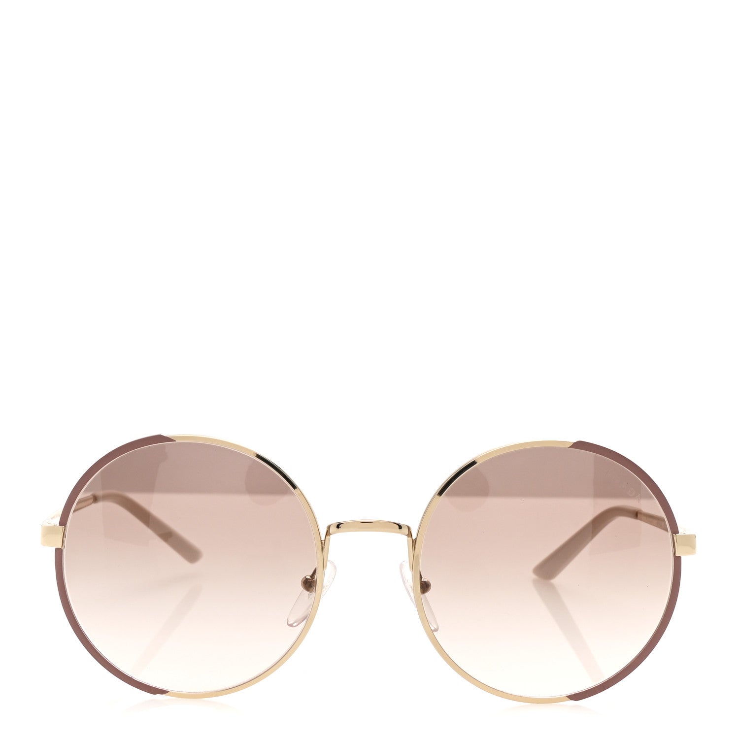 Prada Metal Enamel Oversized Round Sunglasses SPR 59X Pink Gold