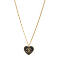 Metal Enamel CC Denim Heart Necklace Gold