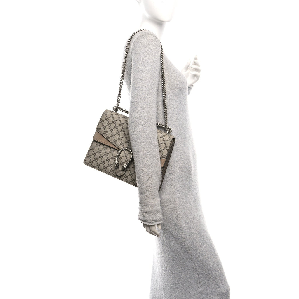 Gucci GG Supreme Monogram Medium Dionysus Shoulder Bag Taupe