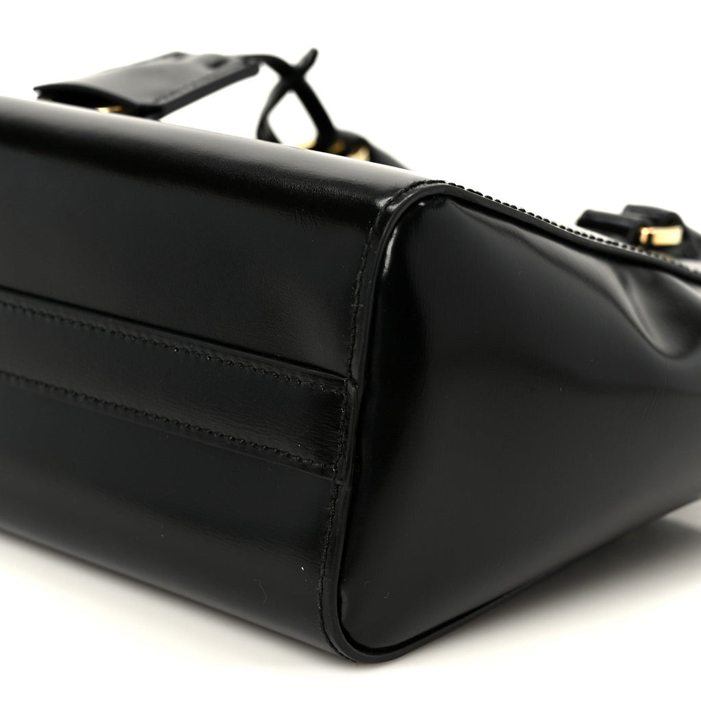 Prada Brushed Calfskin Mini Zippered Crossbody Tote Black