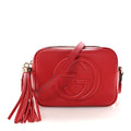Gucci Pebbled Calfskin Small Soho Disco Bag Tabasco Red