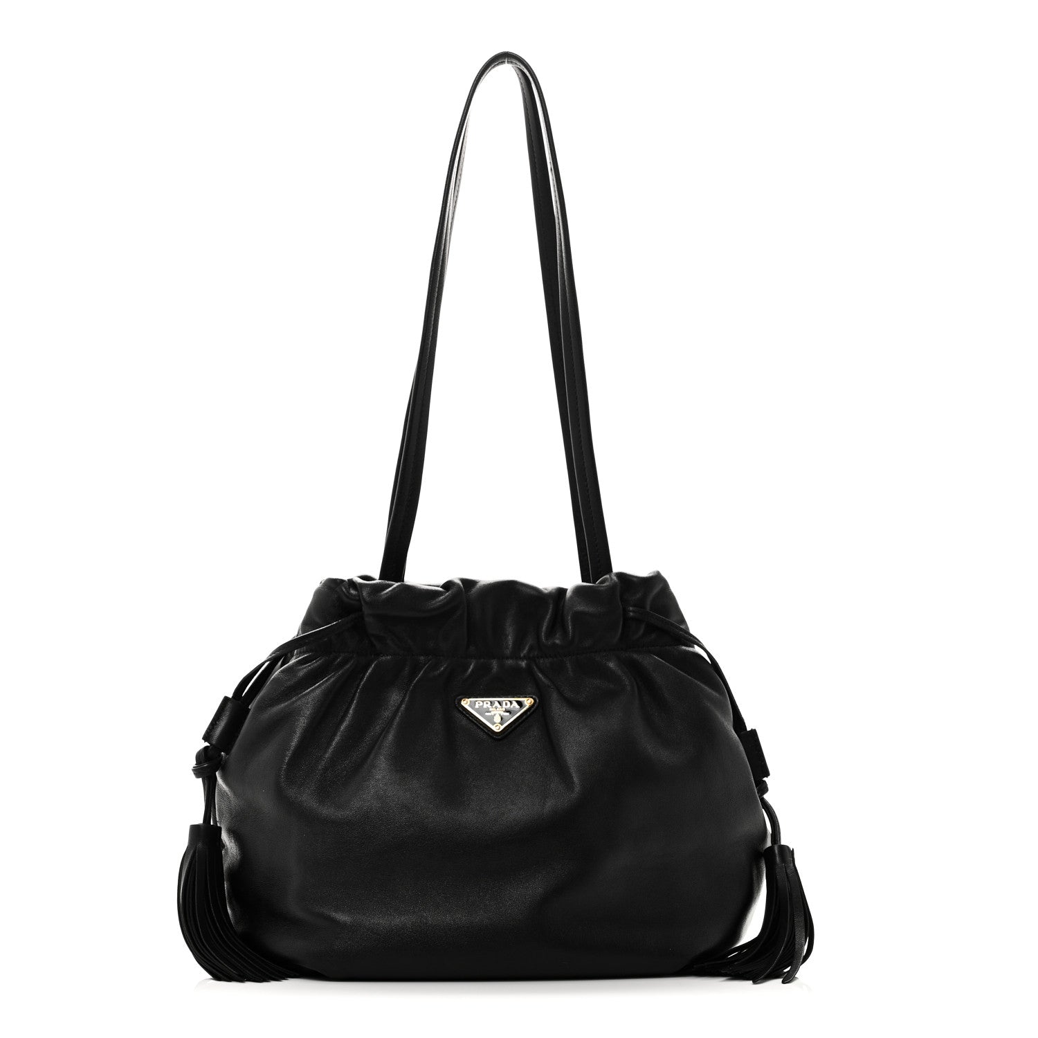 Prada Nappa Drawstring Tote Black