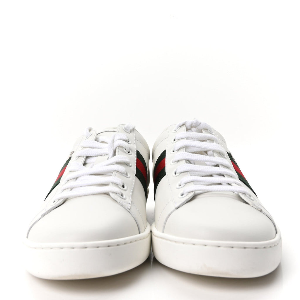 Gucci Calfskin Web Embroidered Womens Ace Sneakers 40 White