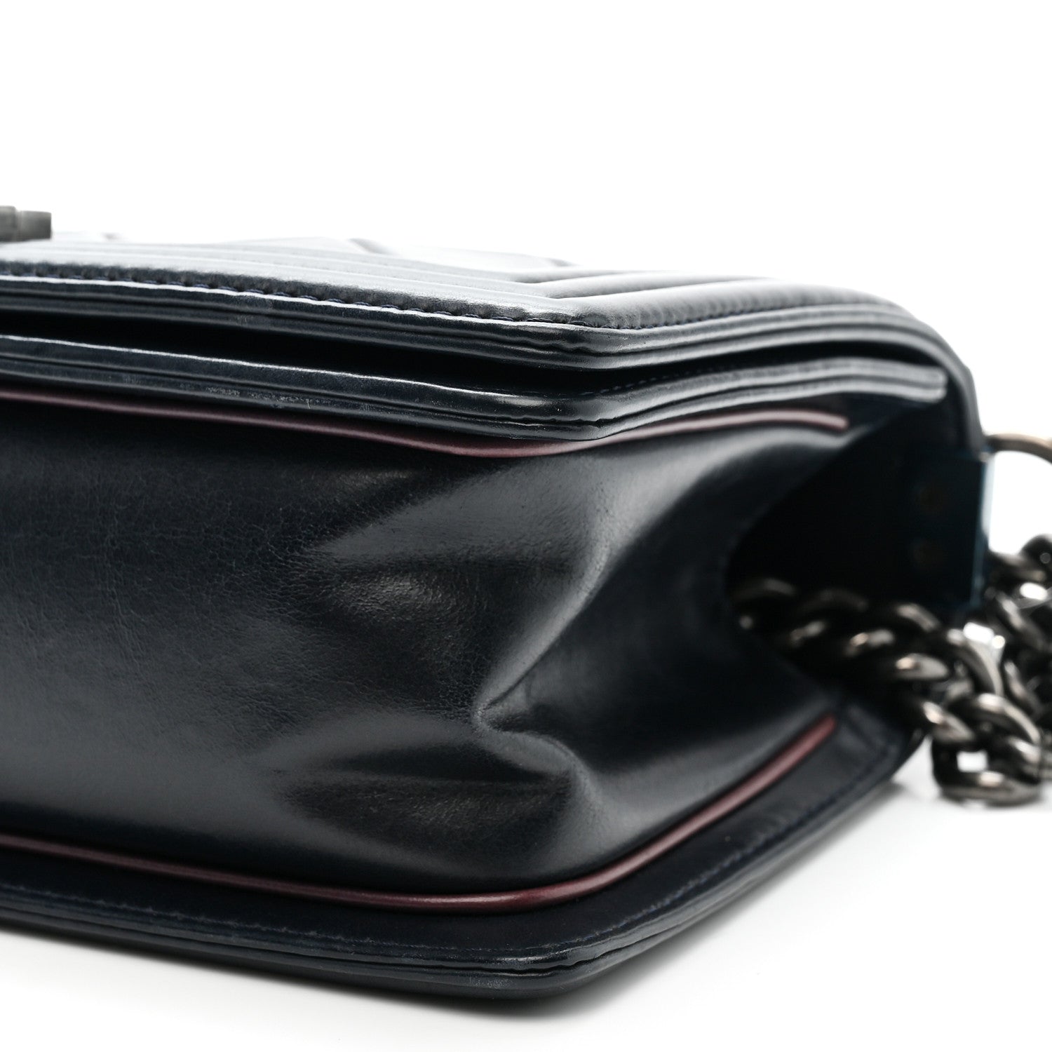 Chanel Calfskin Embossed Medium Paris Salzburg Boy Flap Navy