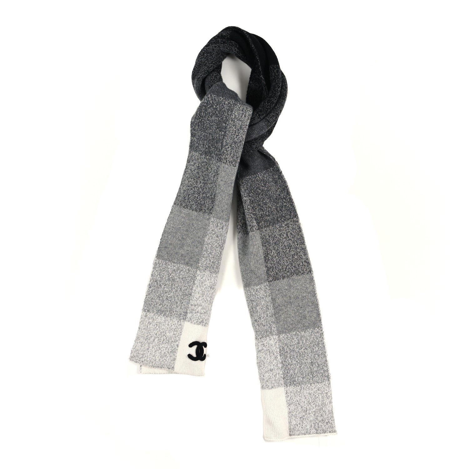 Cashmere Plaid CC Scarf Grey