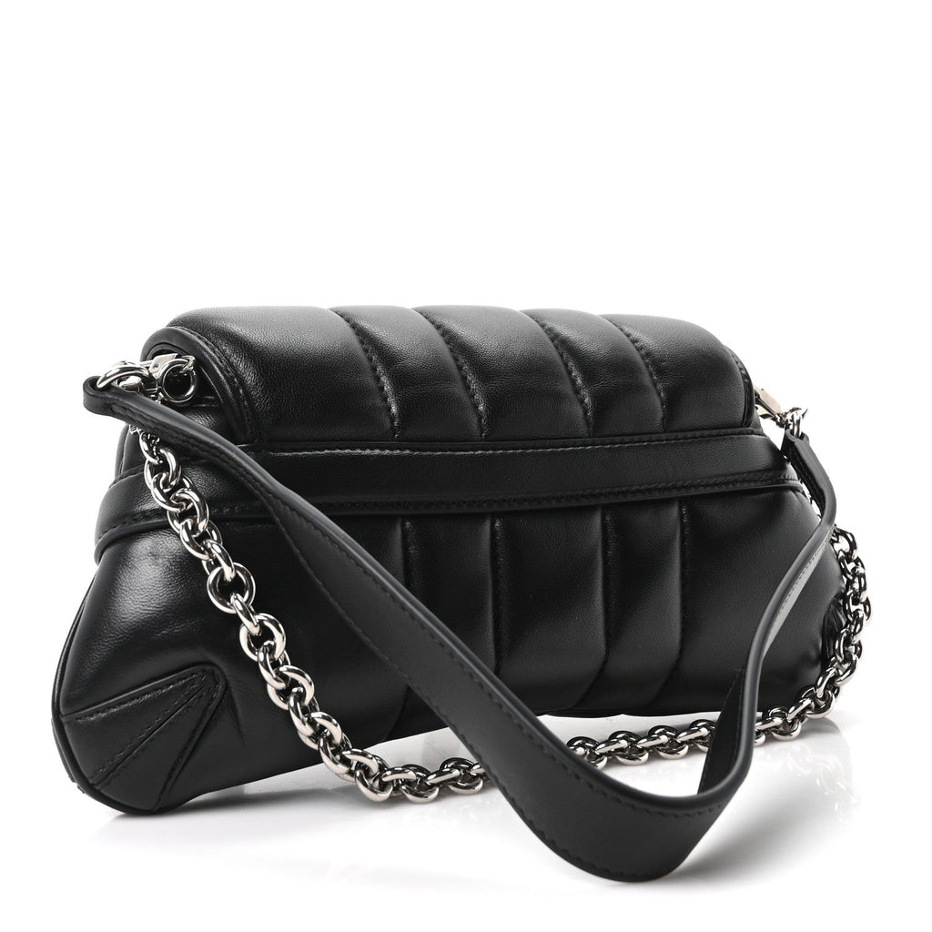 Gucci Nappa Vertical Matelasse Small Maxi Horsebit Chain Shoulder Bag Black