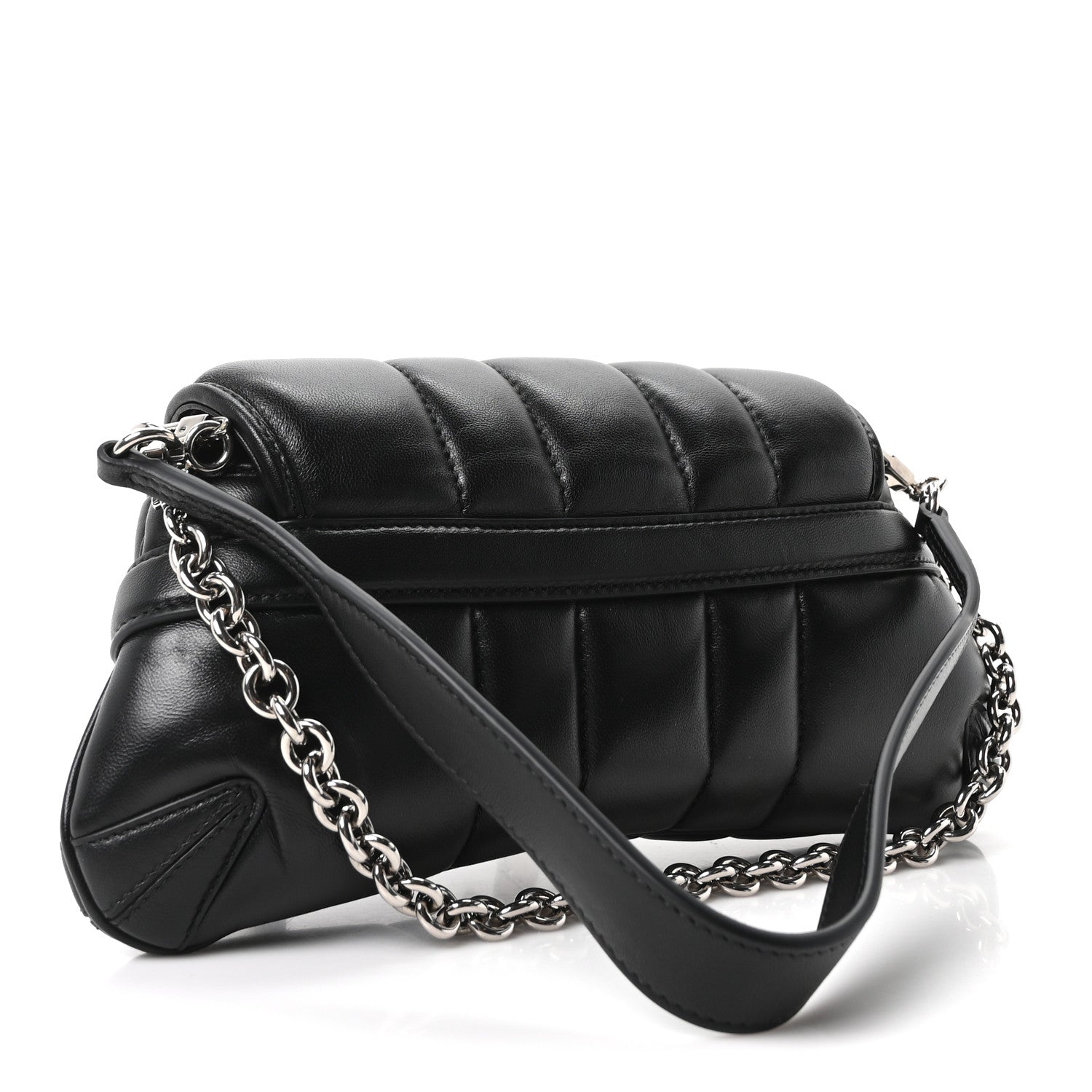 Gucci Nappa Vertical Matelasse Small Maxi Horsebit Chain Shoulder Bag Black