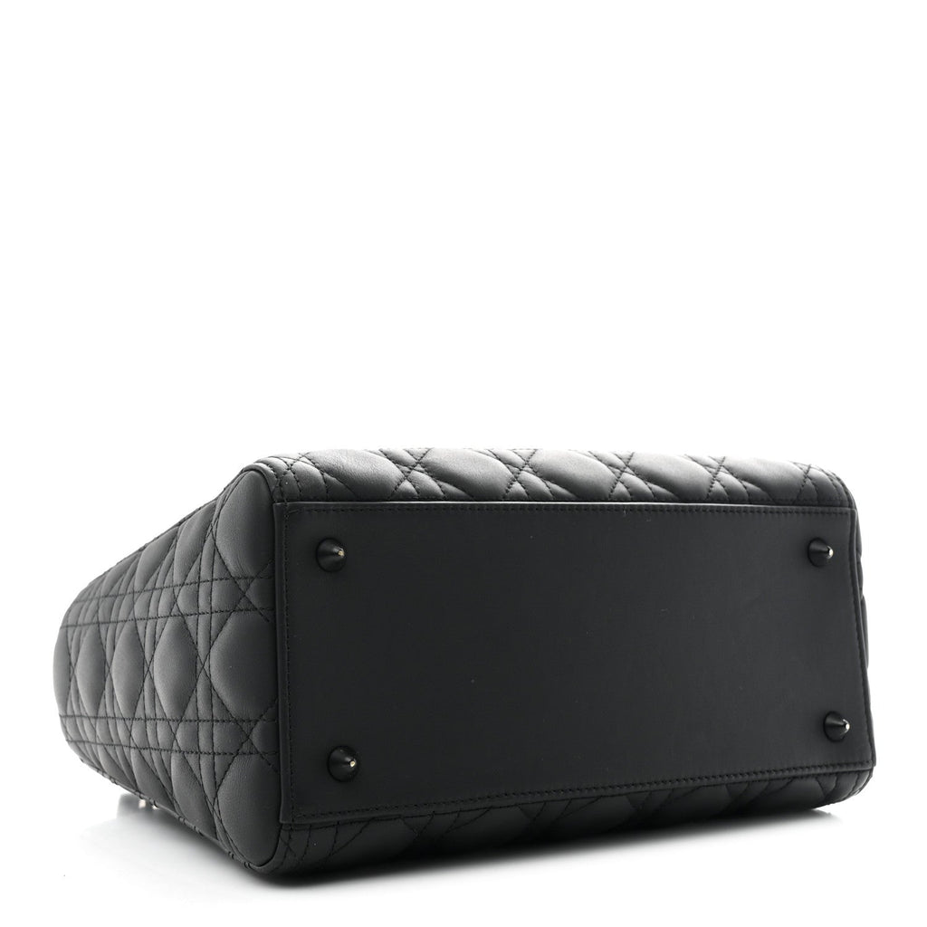 Christian Dior Ultra Matte Calfskin Cannage Medium Lady Dior Black
