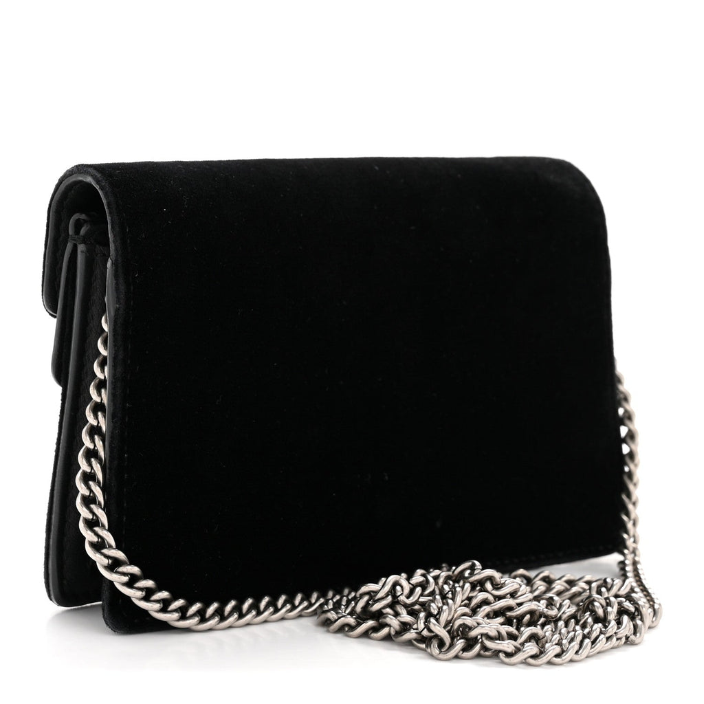 Gucci Velvet Super Mini Dionysus Shoulder Bag Black