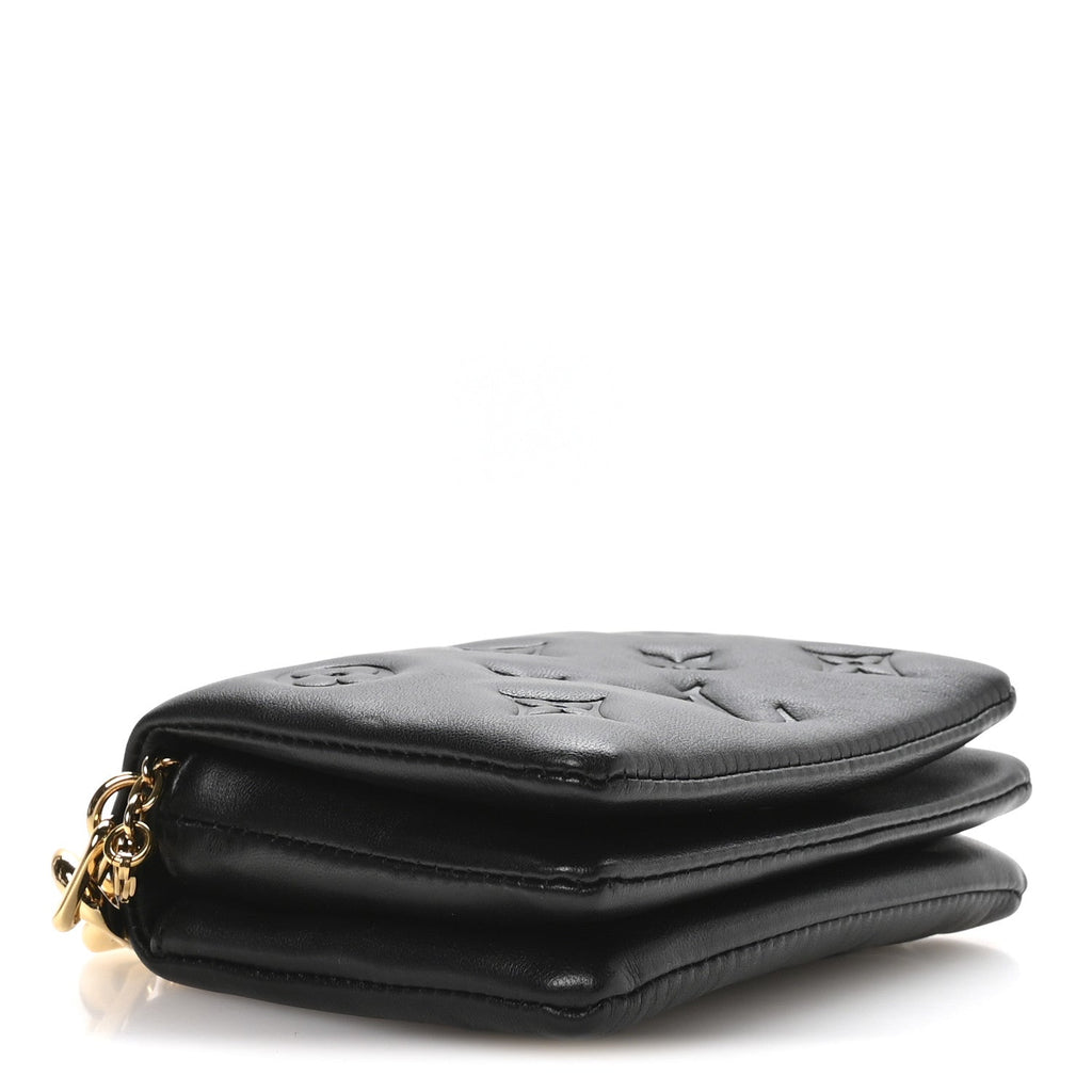 Louis Vuitton Lambskin Embossed Monogram Coussin Belt Bag Black