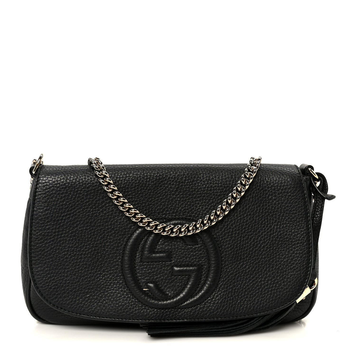 Gucci Pebbled Calfskin Medium Soho Flap Crossbody Black