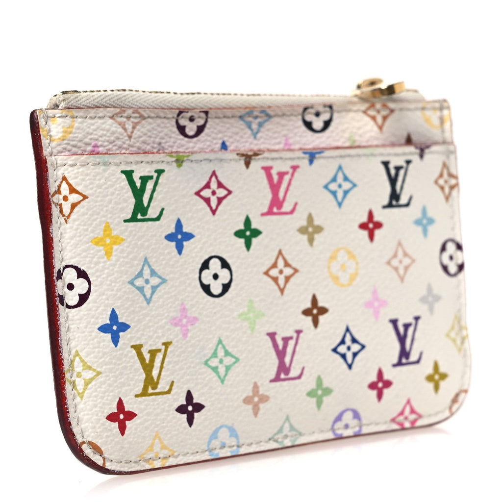 Louis Vuitton Monogram Multicolor Key Pouch White Litchi