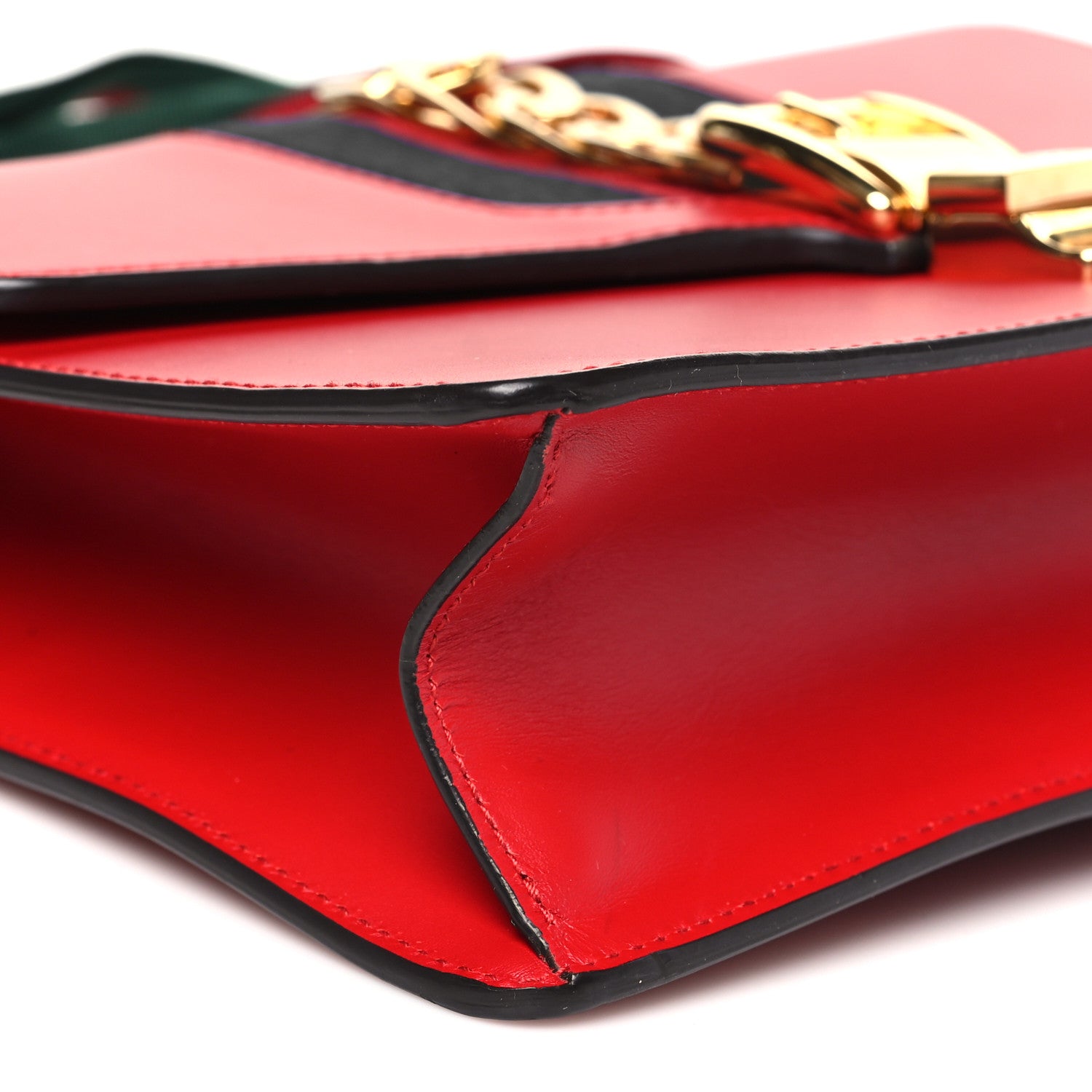 Gucci Calfskin Small Sylvie Shoulder Bag Hibiscus Red