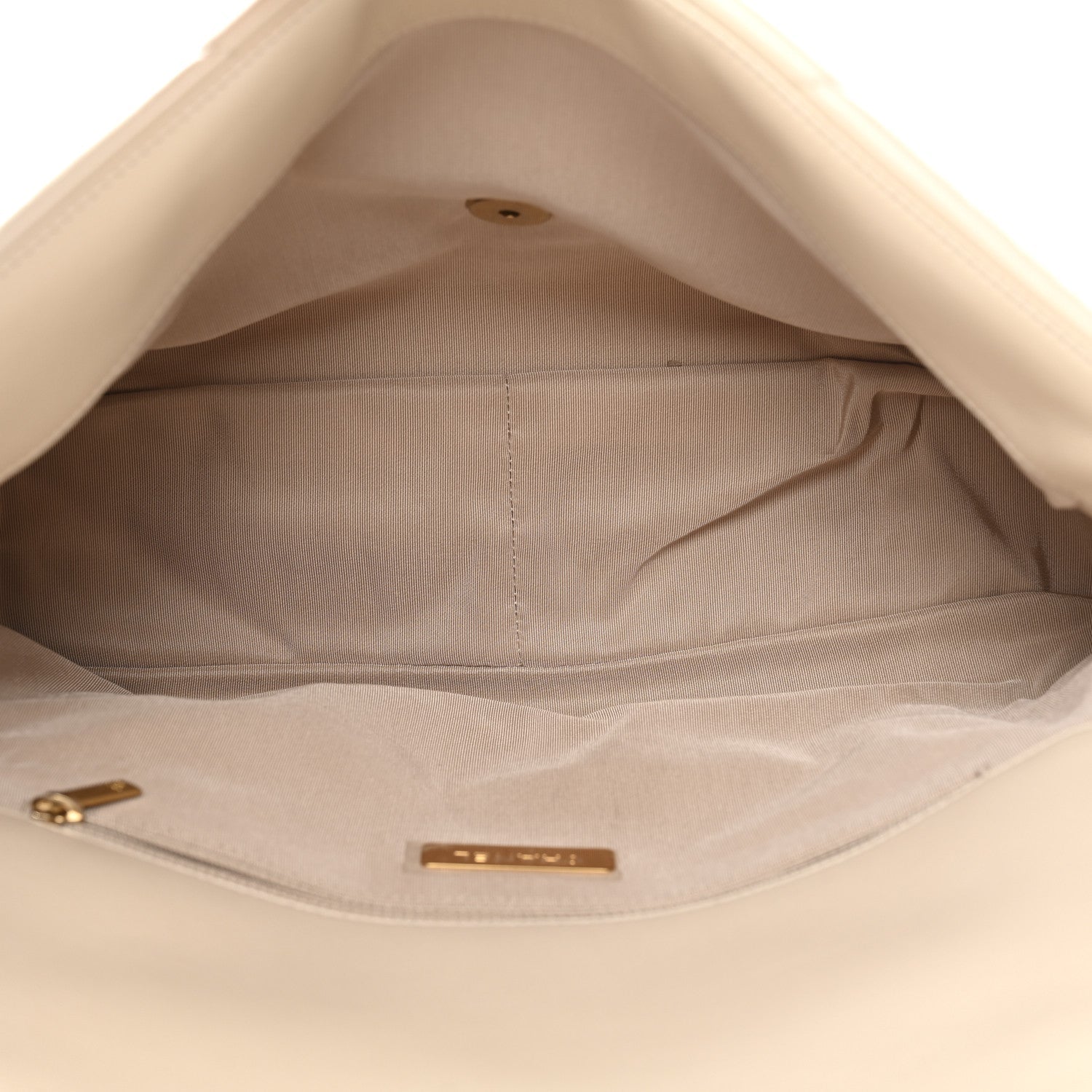 Chanel Goatskin Quilted Maxi Chanel 19 Flap Beige