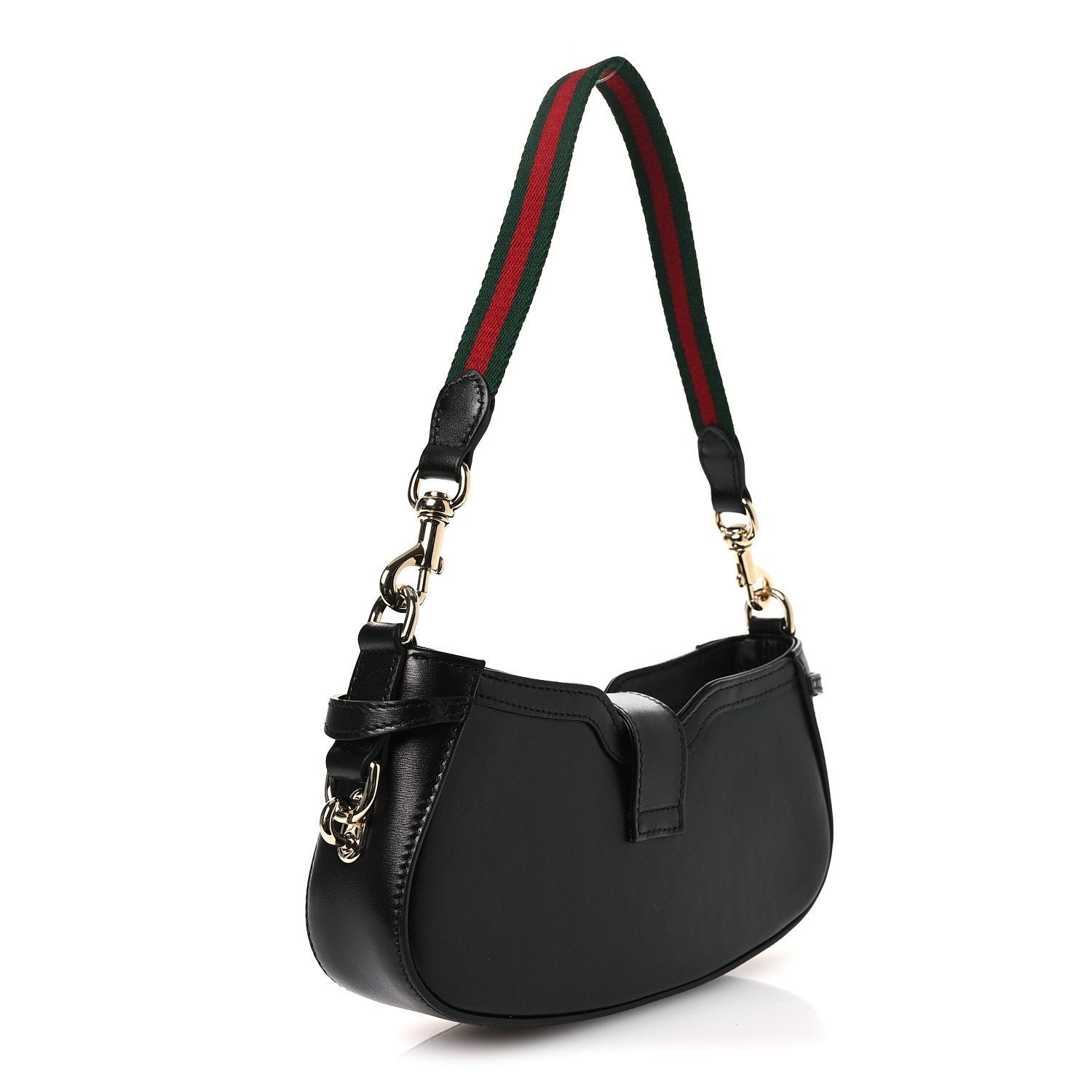 Gucci Calfskin Mini Moon Side Shoulder Bag Black