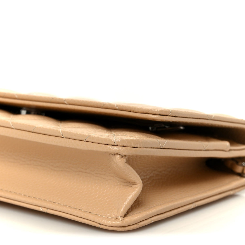Chanel Caviar Quilted Wallet on Chain WOC Beige