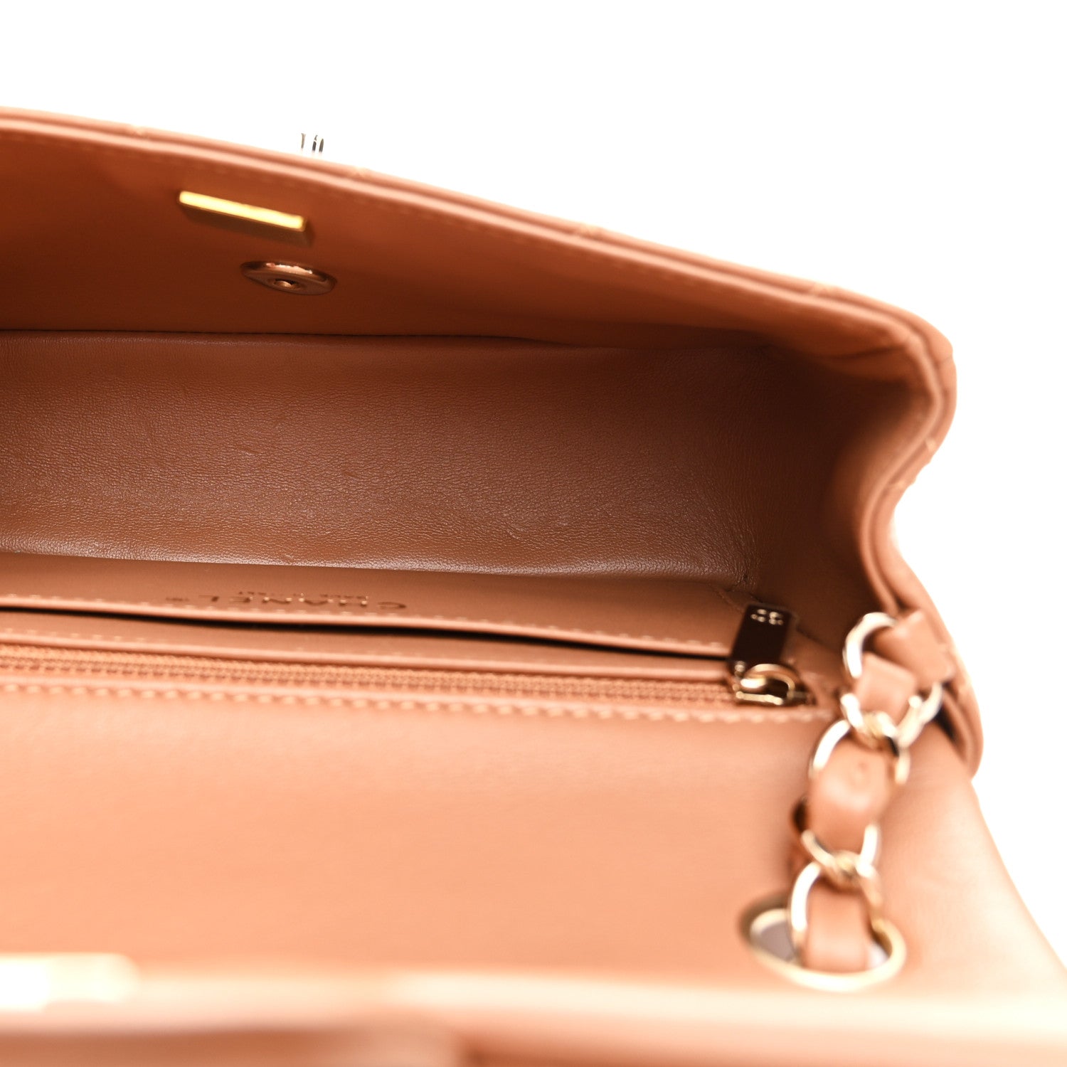 Chanel Lambskin Quilted Mini Rectangular Flap Brown
